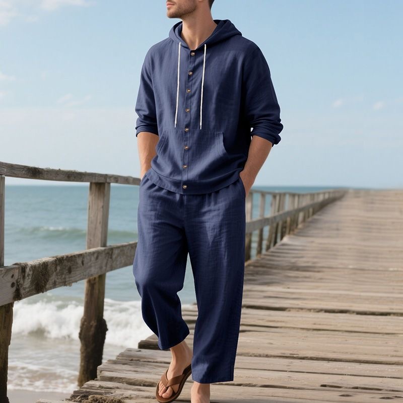 Linen Shirt Breathable - Men's Linen Beach Set Summer Casual